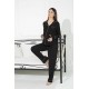 For You Mama 5 Piece Pocket Mama Embroidery Black Long Pajamas Set