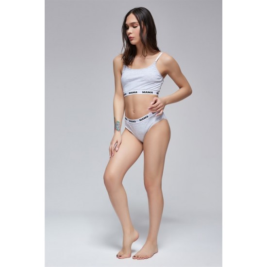 For You Mama Mama Printed Gray Maternity Nursing Bra Panty Set