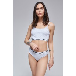 For You Mama Mama Printed Gray Maternity Nursing Bra Panty Set