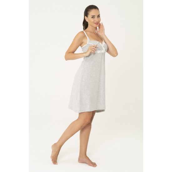 For You Mama Gray Breastfeeding Nightdress