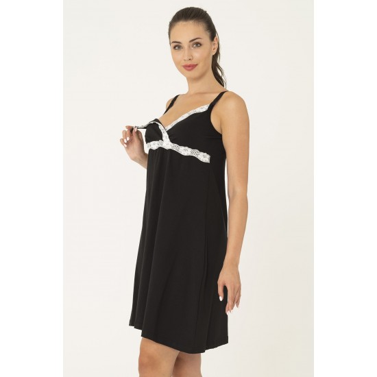 For You Mama Black Breastfeeding Nightgown