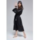 For You Moda Women's Black Sleeve Feather Detailed Satin Nightgown