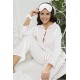 For You Moda Women's 7 Piece Organic Red Edge Embroidered Pajamas Set