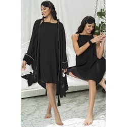 For You Moda Women 5 Piece Organic Nightgown Dressing Gown Set