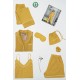 For You Moda Women's Organic 7 Piece White Pijama Set Mustard