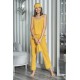 For You Moda Women's Organic 7 Piece White Pijama Set Mustard