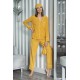 For You Moda Women's Organic 7 Piece White Pijama Set Mustard