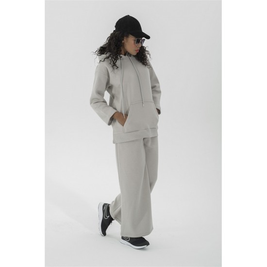 For You Moda Women's Hooded Kangaroo Pocket Tracksuit Set