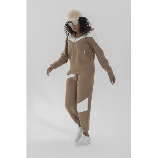 For You Moda Women's Hooded Side Striped Tracksuit Set