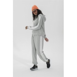 For You Moda Women's Hooded White Striped Tracksuit Set