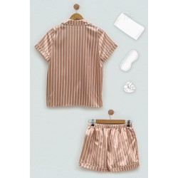 For you Sleepwear 5-pack Satin Striped Mink Pajamas Shorts Set