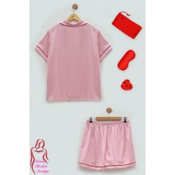 For you Sleepwear 5 Plus Satin Pink Pajamas Shorts Set