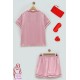 For you Sleepwear 5 Plus Satin Pink Pajamas Shorts Set