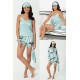 For You Sleepwear 6 Pcs Zebra Pattern Green Satin Pajama Shorts Set