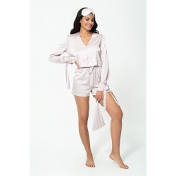 For you Sleepwear 5-Set Arm Tie Detail Gray Pajamas Shorts Set