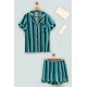 For you Sleepwear 5-pack Viscose Striped Green Pajamas Shorts Set