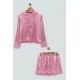 For You Sleepwear 2-pack Satin Pleat Detailed Pink Pajamas Shorts Set