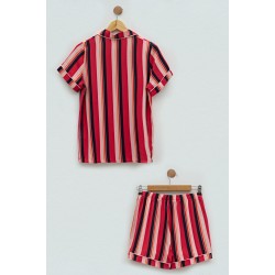 For you Sleepwear 5-pack Viscose Striped Red Pajamas Shorts Set