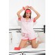 For You Sleepwear 5 Pieces Red Ruffle Pink Satin Pajamas Shorts Set