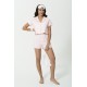 For You Sleepwear Combed Cotton 5-Piece Pink Crop Pajamas Set