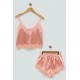 For You Sleepwear 2-pack Satin Laced Pink Athlete Shorts Set