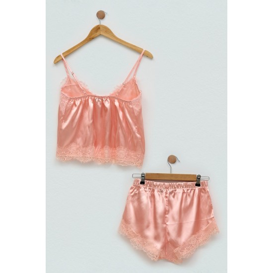 For You Sleepwear 2-pack Satin Laced Pink Athlete Shorts Set