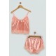 For You Sleepwear 2-pack Satin Laced Pink Athlete Shorts Set