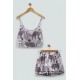 For You Sleepwear 2-pack Satin Tiger Pattern Gray Athlete Shorts Set