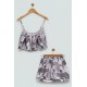 For You Sleepwear 2-pack Satin Tiger Pattern Gray Athlete Shorts Set