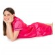 For You Moda Women's Satin Sleep Embroidered Fuchsia Pajama Shorts Set