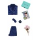 For You Sleepwear 4 Piece Boxed Satin Navy Blue Pajamas Shorts Set