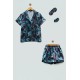 For You Sleepwear Boxed Satin Flower Pattern Pajama Shorts Set of 4