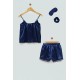 For You Sleepwear 4-pack Satin Navy Blue Athlete Shorts Set