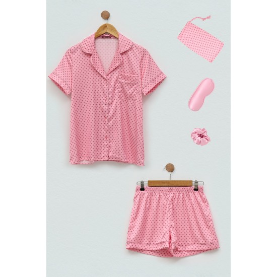 For You Sleepwear 2-pack Satin Polka Dot Pink Pajamas Shorts Set