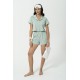 For You Sleepwear Combed Cotton 5-Piece Green Crop Pajamas Set