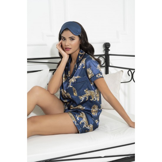 For You Sleepwear 5 Pack Tiger Pattern Navy Blue Pajamas Set