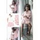 For You Moda Women's Oversize Loungewear Set of 4 Pink Check