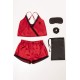 For You Moda Women's 5-Piece Lacy Heart Red Pajamas Athlete Shorts Set