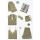 For You Moda Women's Organic 7 Pieces White Pijama Pajamas Set Khaki