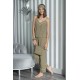 For You Moda Women's Organic 7 Pieces White Pijama Pajamas Set Khaki