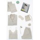 For You Moda Women's Organic 7 Pieces Pajamas Set With White Tie Stone