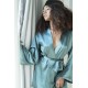 For You Moda Women's Satin 8 Pieces Dressing Gown and Lace Pajamas Set Green