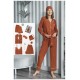 For You Moda Women's Organic 7 Pieces White Tie Pajamas Set Tile