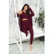 For You Sleepwear 3-Piece Combed Negligee Athlete Tights Claret Red Set