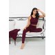 For You Sleepwear 3-Piece Combed Negligee Athlete Tights Claret Red Set