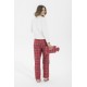 For You Moda Women's 5 Piece Slippers Red Plaid Pajamas Set