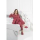 For You Moda Women's 5 Piece Slippers Red Plaid Pajamas Set