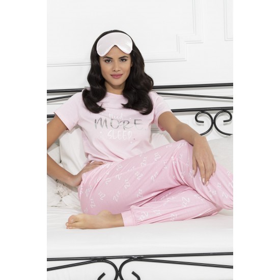 For You Sleepwear 3-Piece Z Printed Pink Cotton Pajamas Set