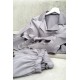 For You Moda Women's 2 Pieces Satin Belt Gray Pajamas Set