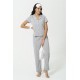 For You Sleepwear Combed Cotton 5-Piece Gray Long Pajamas Set